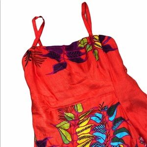 Nanette Lepore size 2 red floral silk blend dress